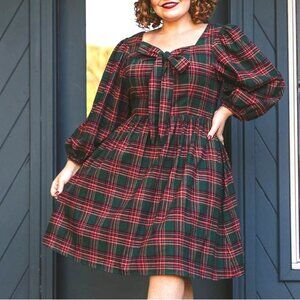 Plaid Puff Sleeve Dress